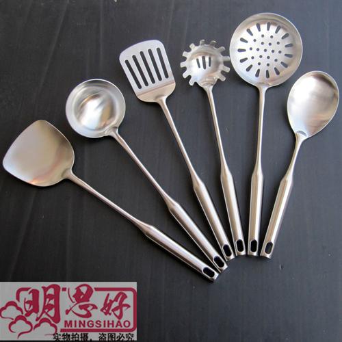 hd加厚不锈钢厨具套装家用砂光勺铲六件套厨房烹饪用具厂家批发